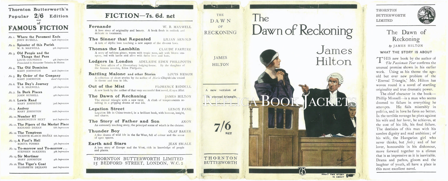 Hilton, James THE DAWN OF RECKONING 1st UK 1925