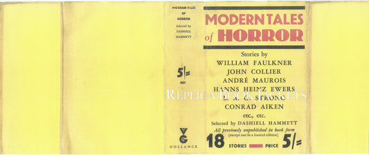 Hammett, Dashiell (ed.) MODERN TALES OF HORROR 1st UK 1932