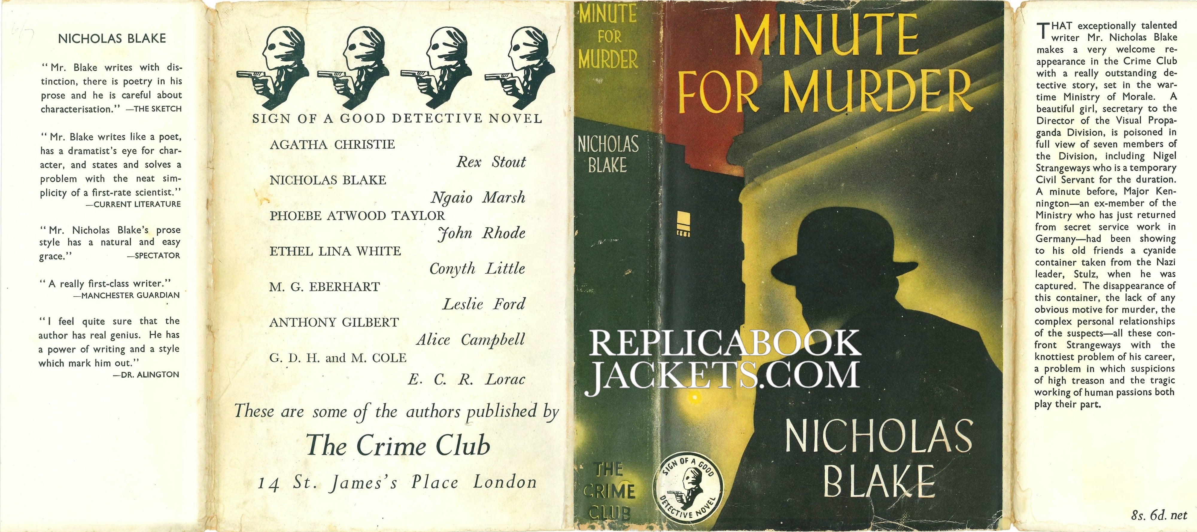 Blake, Nicholas MINUTE FOR MURDER 1st UK 1947 – Replica Book Jackets