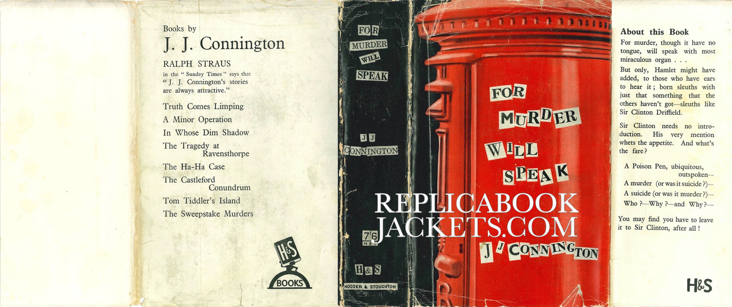 Connington, J.J. FOR MURDER WILL SPEAK 1st UK 1938