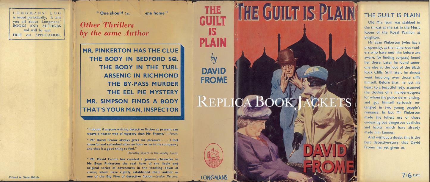 Frome, David THE GUILT IS PLAIN 1st UK 1938