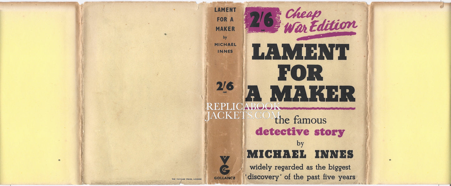 Innes, Michael LAMENT FOR A MAKER 1st UK second printing/remainder 1938