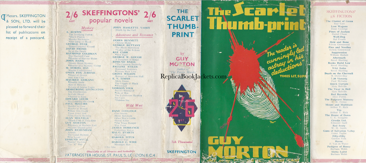 Morton, Guy THE SCARLET THUMB-PRINT 7th Thousand UK 1931