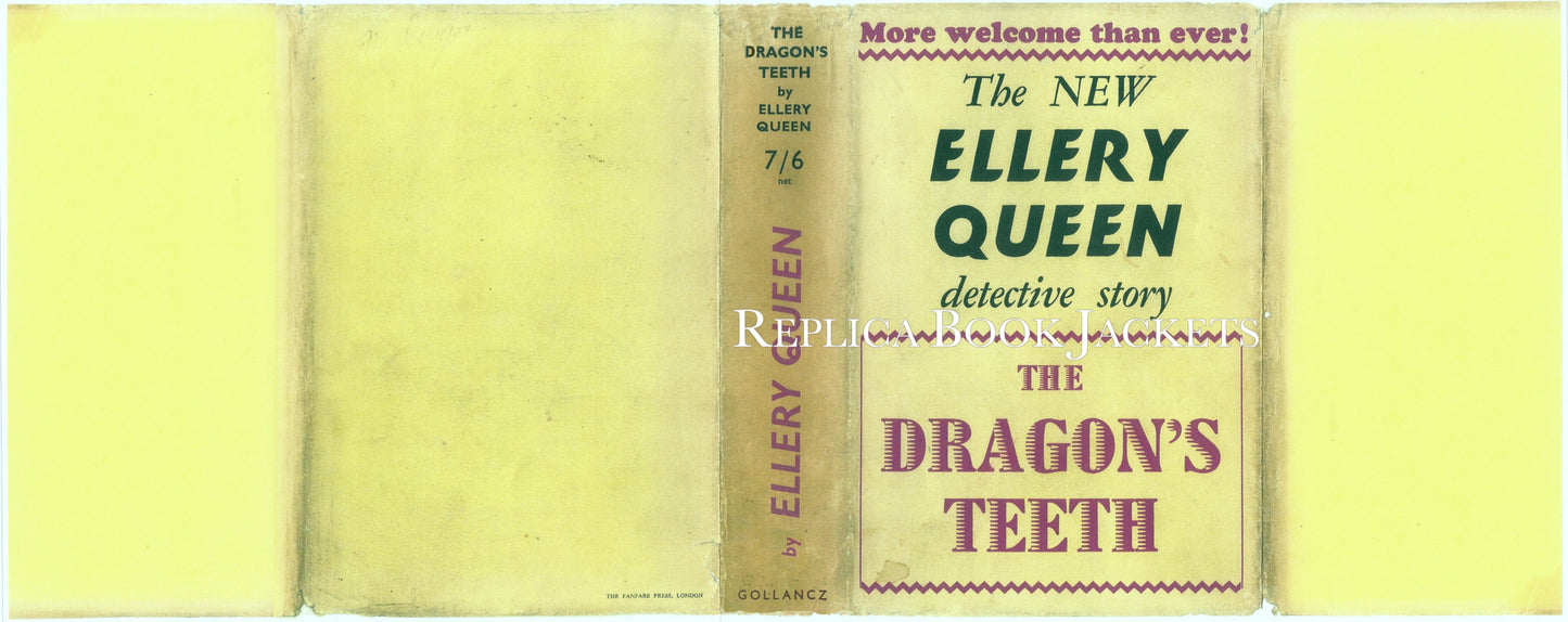 Queen, Ellery. THE DRAGON'S TEETH 1st UK 1939
