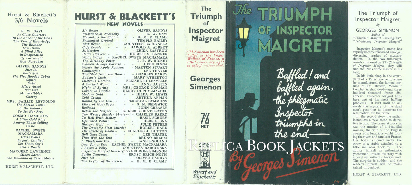Simenon, Georges. THE TRIUMPH OF INSPECTOR MAIGRET 1st UK 1934