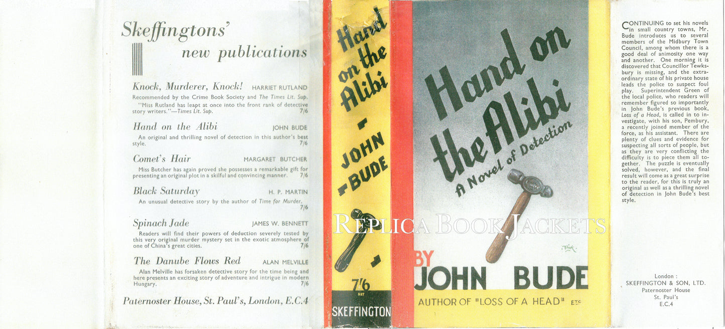 Bude, John HAND ON THE ALIBI 1st UK 1939