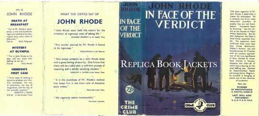 Rhode, John IN FACE OF THE VERDICT 1st UK 1936